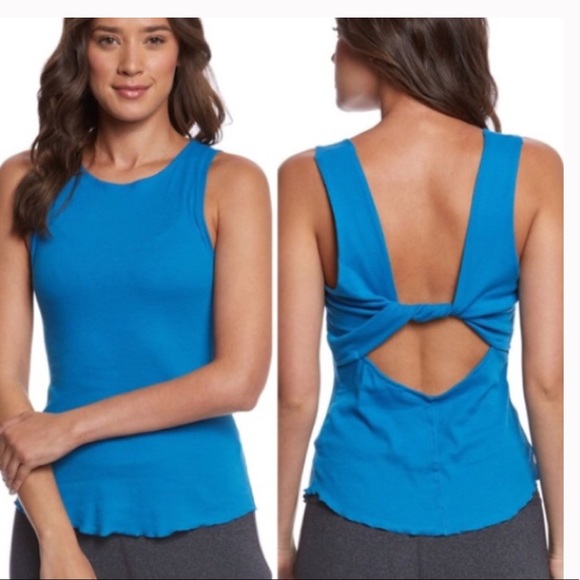 NWT Free People Blue Pfeiffer Twist Open Back Tank - Picture 2 of 8